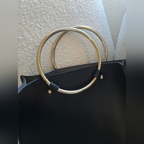 Nordstrom/Brass Plum, Faux Leather Satchel Crossbody Bag, Black/Silver - Picture 3 of 10